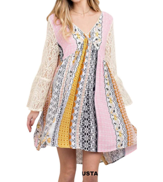 Kori - Mixed Print Lace Dress