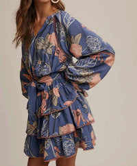 Listicle - Feathered Petal Tiered Mini Dress