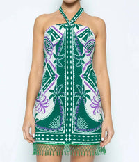 Fore Collection - Halter Bead Hem Mini Dress