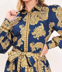 Flying Tomato - Ornament Woven Mini Shirt Dress