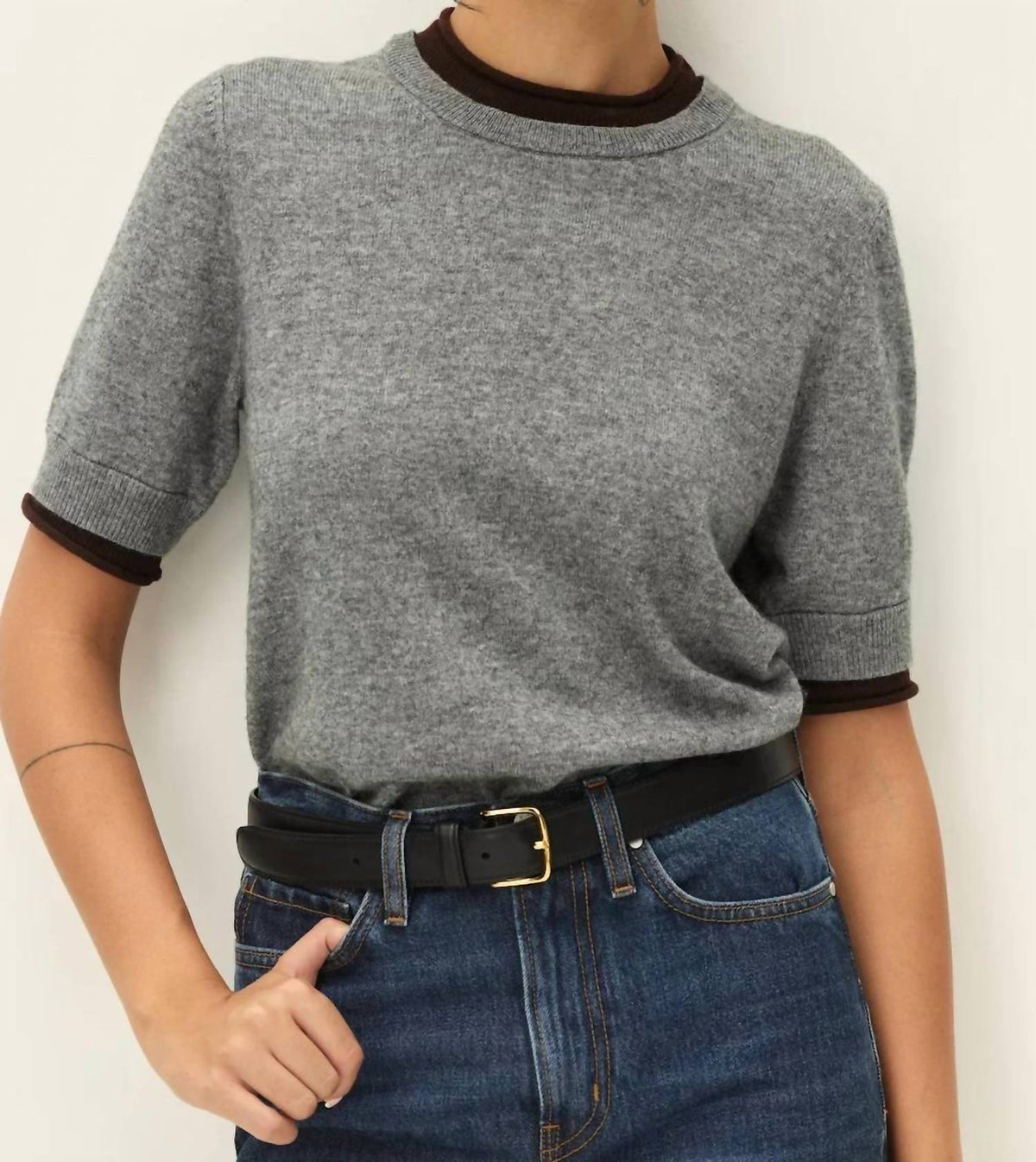 Elodie The Label - Sloane Contrast Crew Neck Sweater