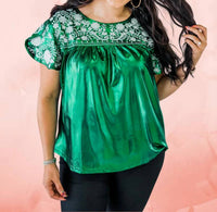 Layerz Clothing - Embroidered Metallic Top