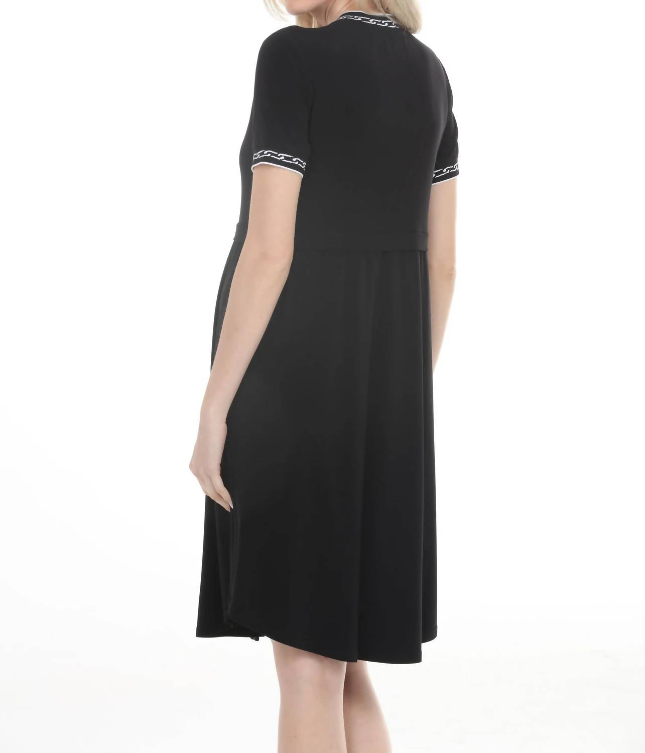 Joseph Ribkoff - Chain Rib Trim A-line Dress