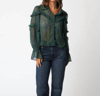 Olivaceous - Zaria Ruffle Sheer Blouse