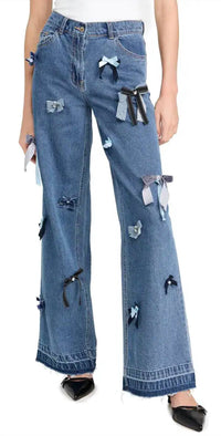 LoveShackFancy Dessa Pants in obsidian blue - women's pants