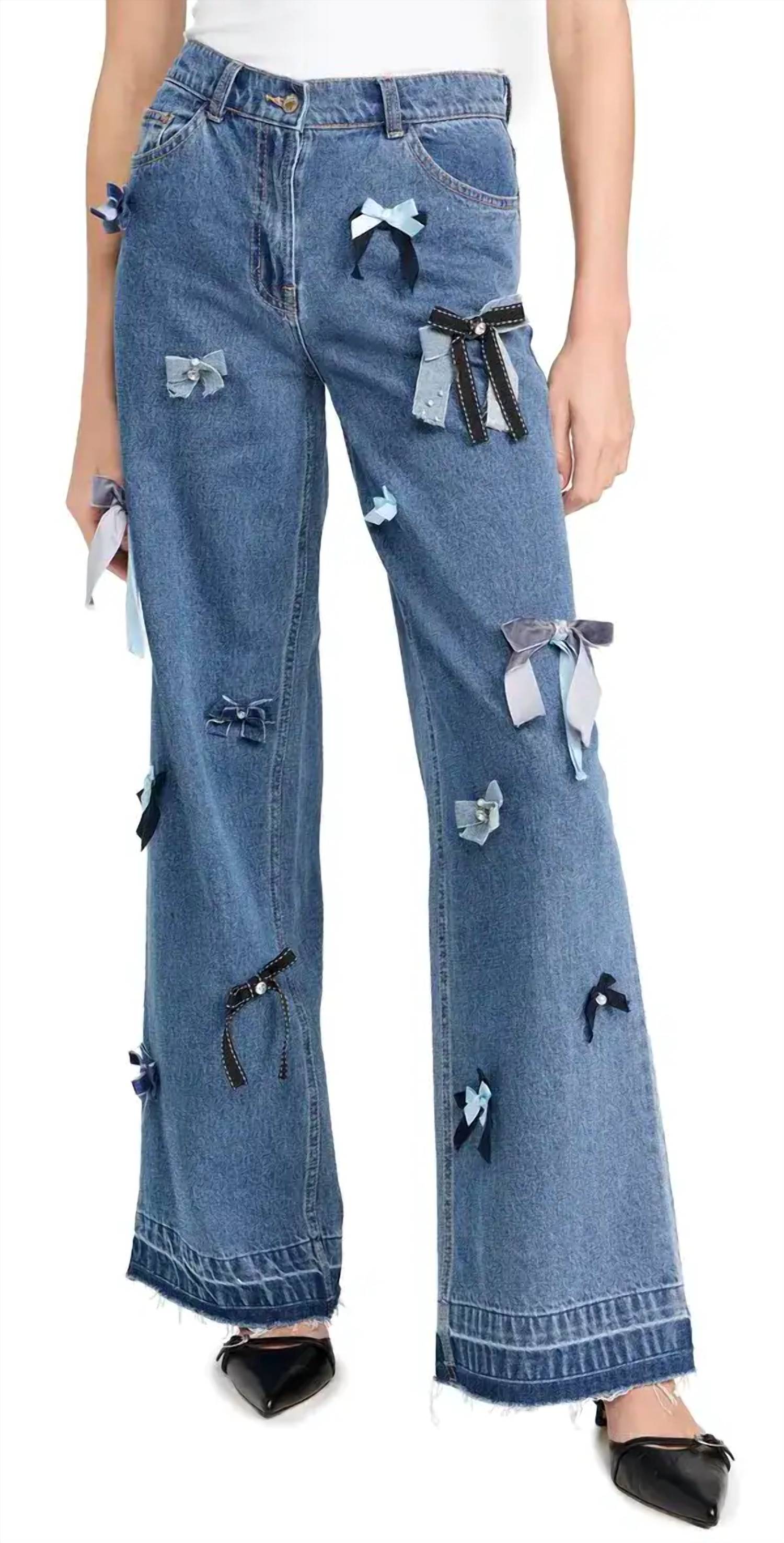 LoveShackFancy Dessa Pants in obsidian blue - women's pants