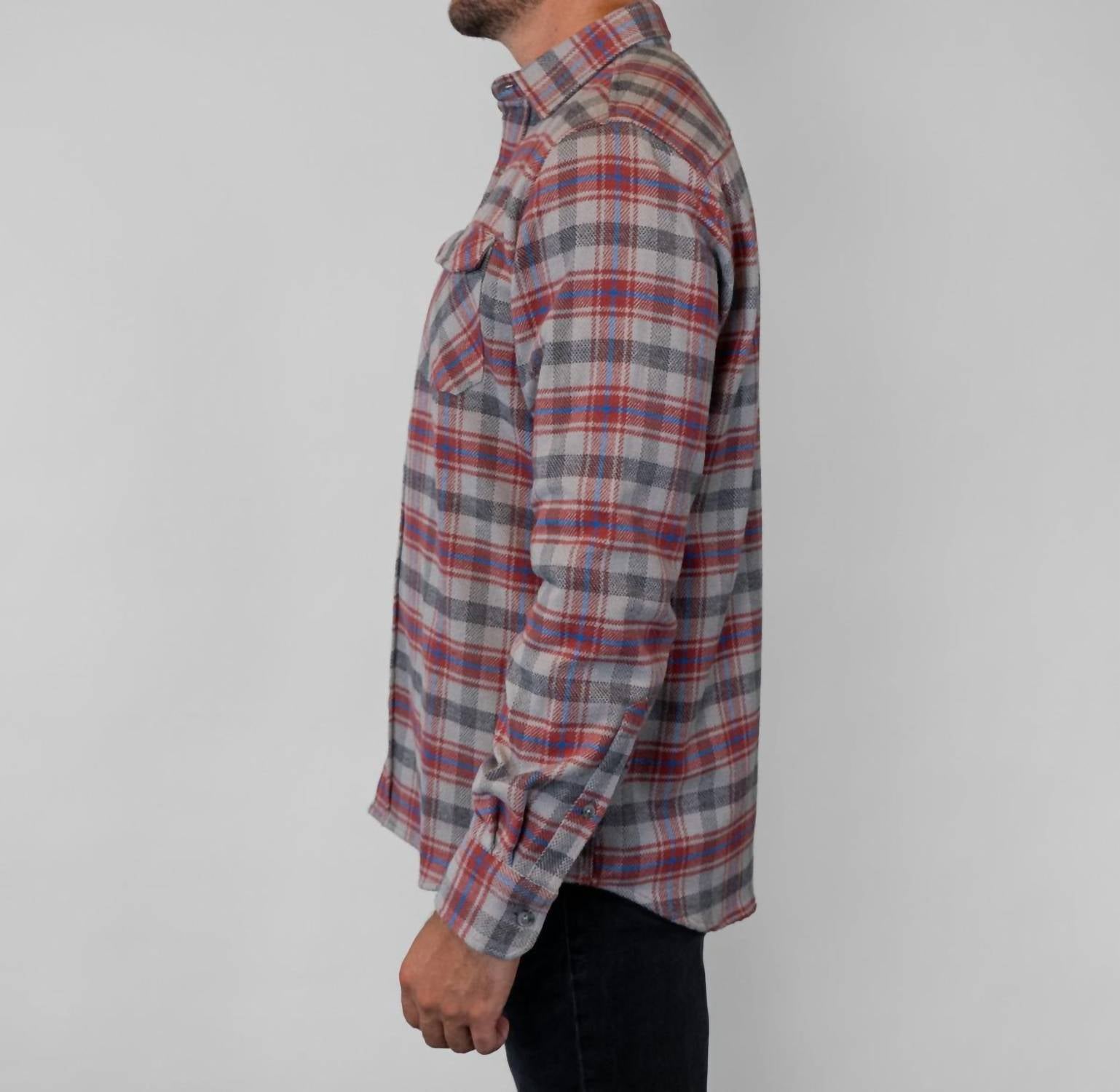 MuskOx Field Grand Flannel Shirt in sedona red - men's long sleeve top - view 4