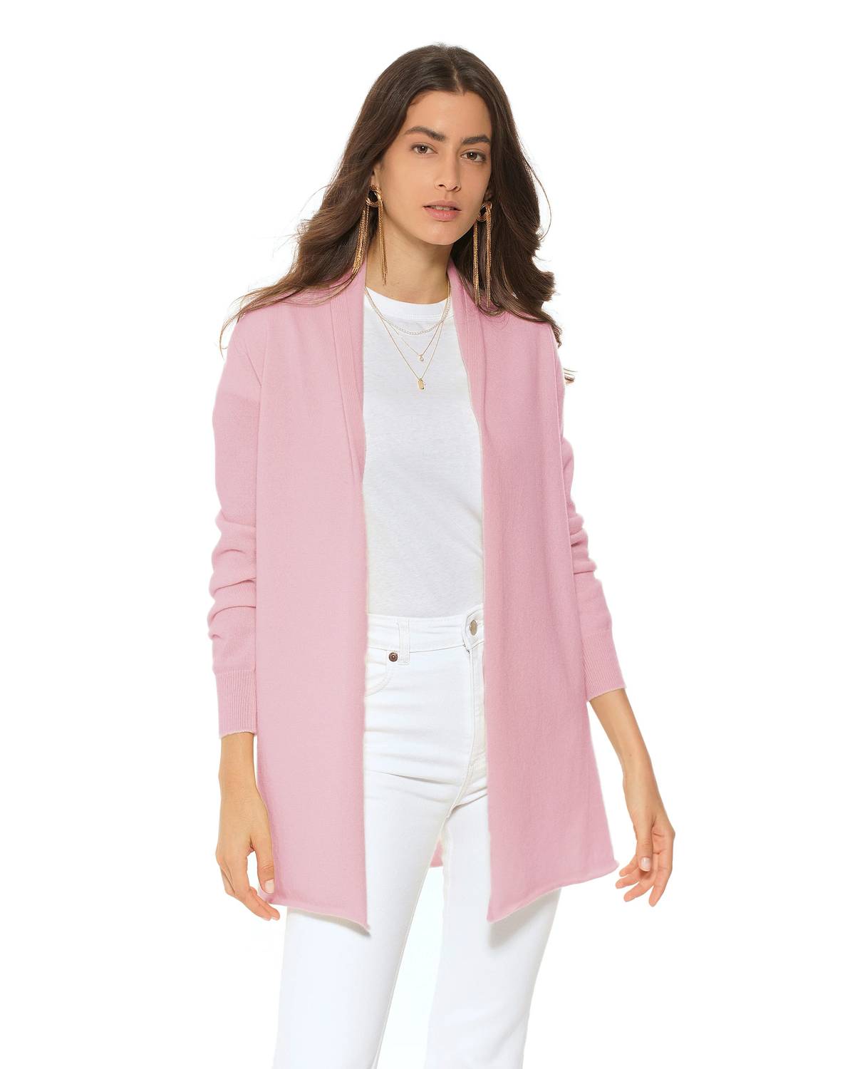 Monticelli Cashmere - Women's Pure Cashmere Long Open Front Cardigan