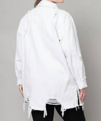 Pine Apparel - Distressed Denim Shacket - Plus