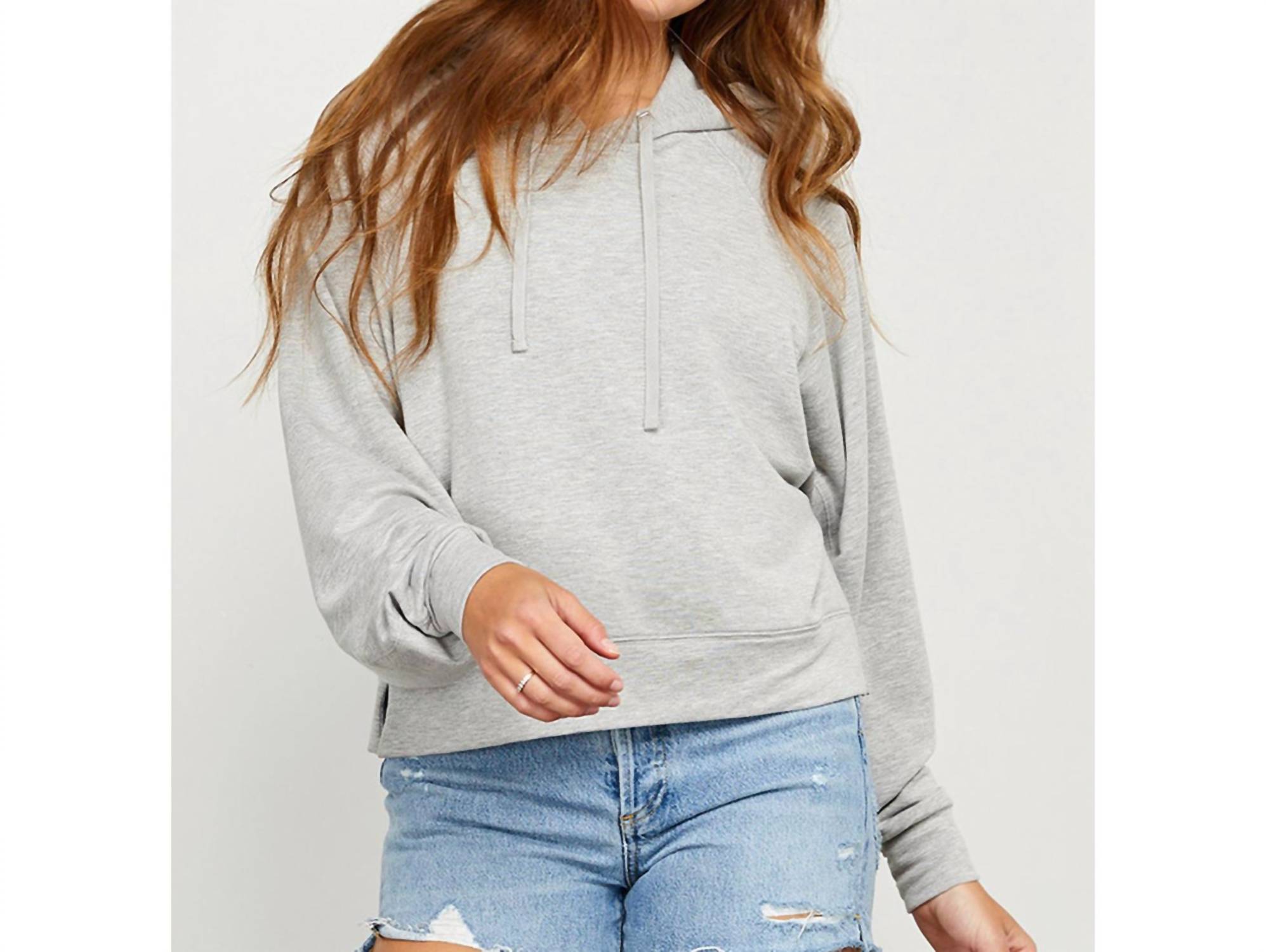 Gentle Fawn Pullover Hoodie in light steel grey - women's top