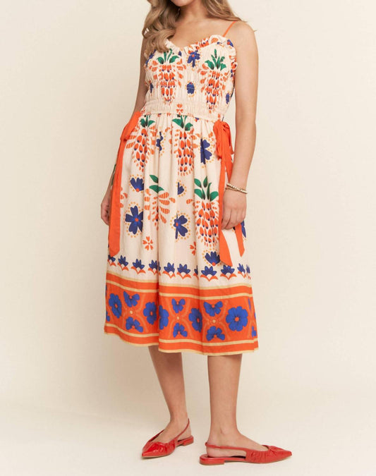 J.Nna - La Brisa Floral Print Smocked Midi Dress