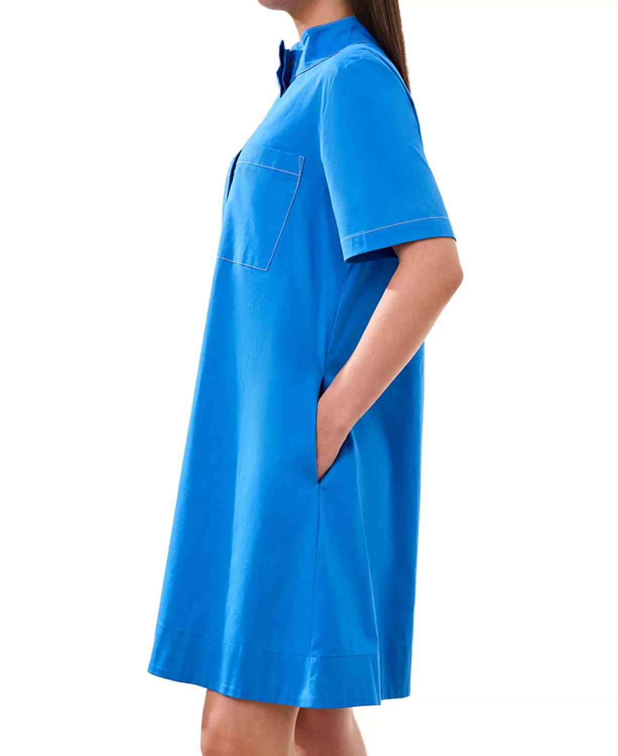 Tribal - A-line Stretch Poplin Button Front Dress