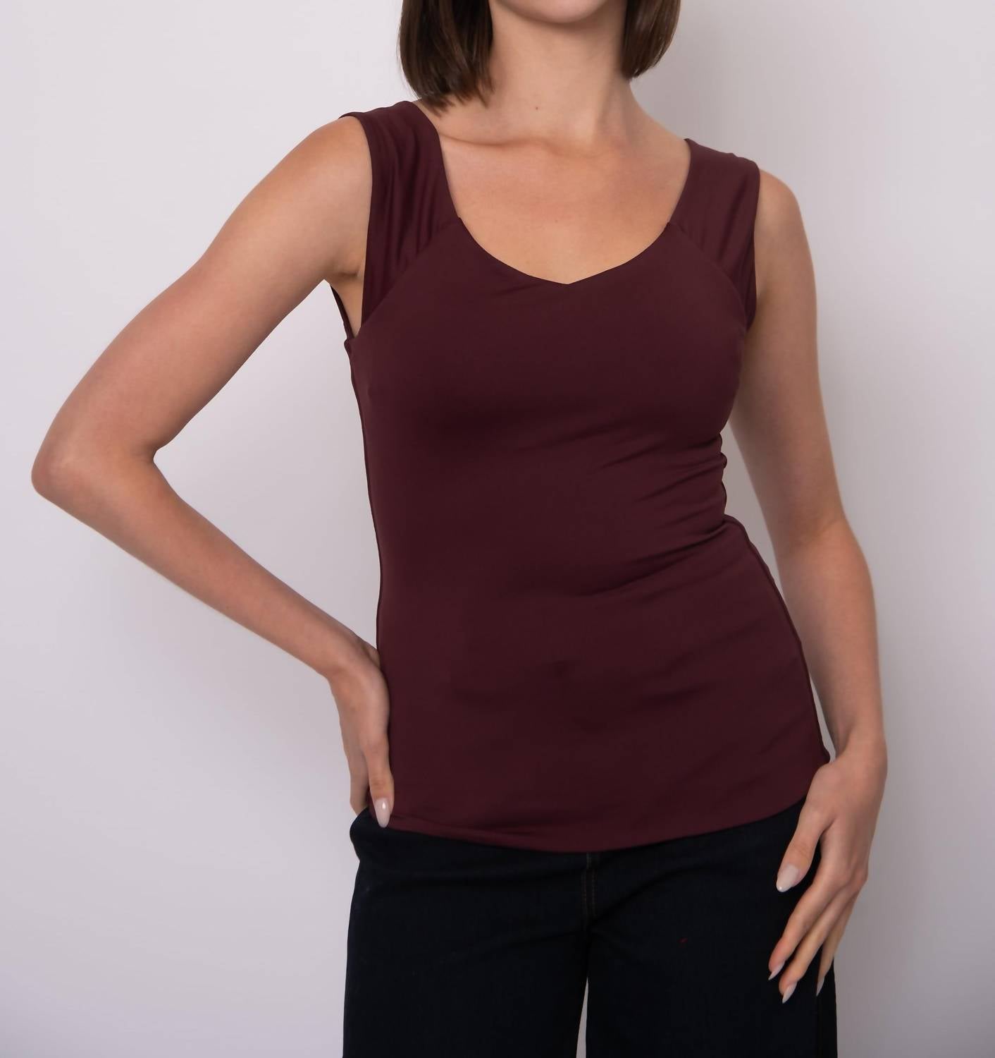 Second Skin by RD Style Off Shoulder Top in prune - women's blouse - detail view
