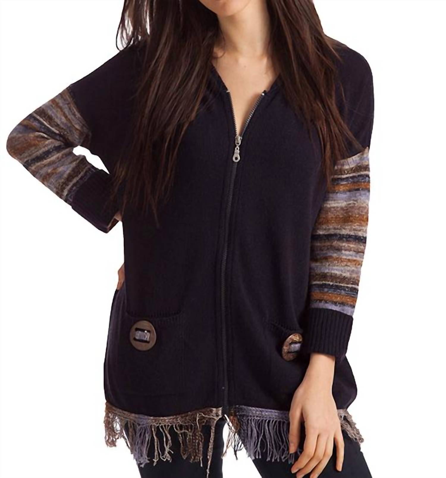 French Kyss - McKenna Zip Hoodie W/ Fringe