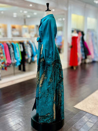 Teri Jon - Jacquard Belted Shirt Gown