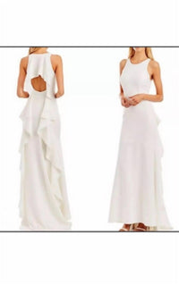 Nicole Miller - Nicole Miller Ruffle Back Crepe Formal Gown