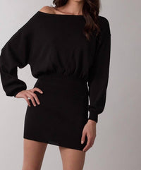 Sky to Moon Blair Off The Shoulder Sweater Dress in black - women's dress