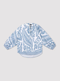 REPEAT cashmere Cotton Oversized Pattern Blouse in denim - women's blouse - view 4
