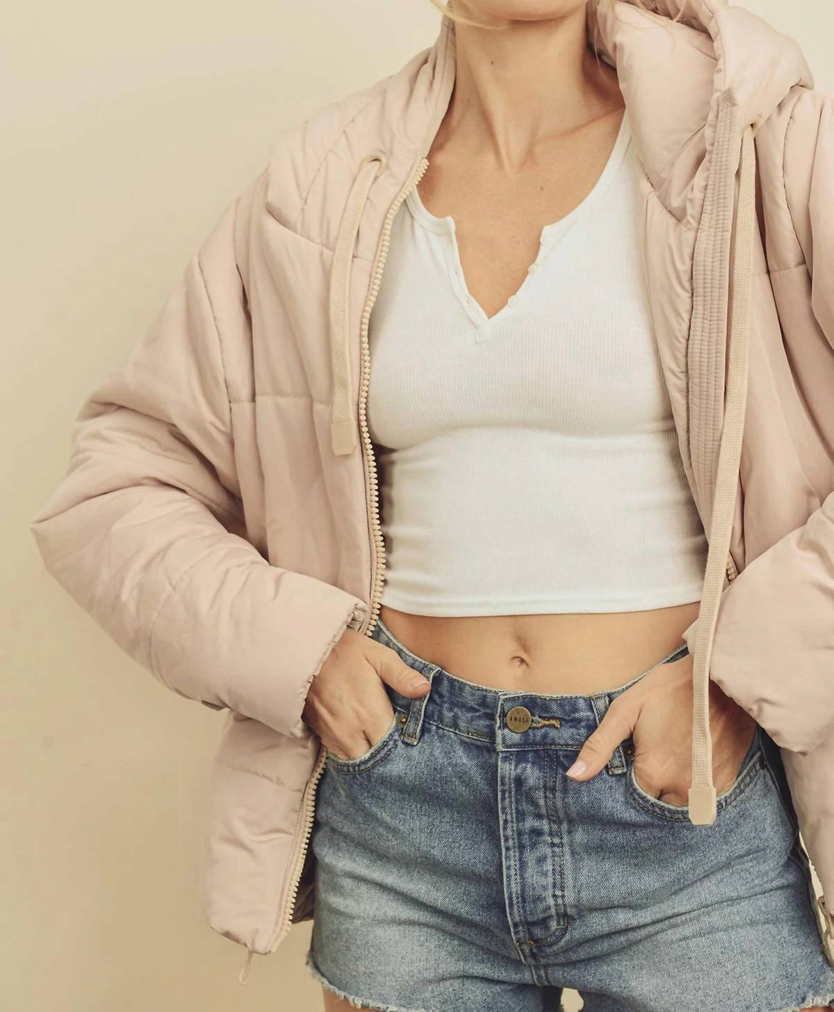 Dress Forum - Drawstring Hem Hooded Puffer Jacket