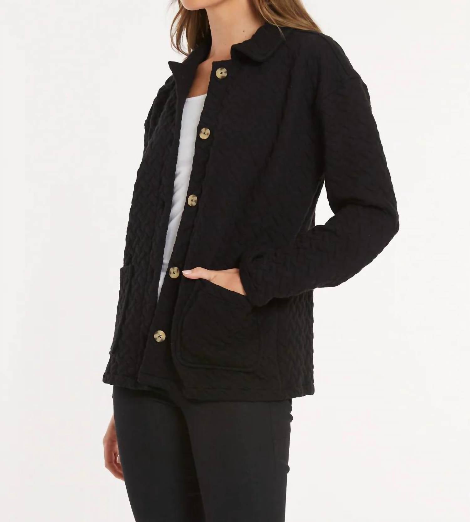 Mododoc - Quilted Long Sleeve Cardigan