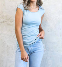 Mikarose - Layering Cap Sleeve Crew Neck Top