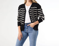 Coco + Carmen - Striped Button Down Cardigan