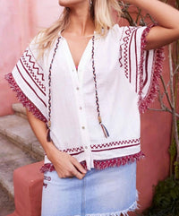 Somedays Lovin Free We Roam Top in white - women's blouse