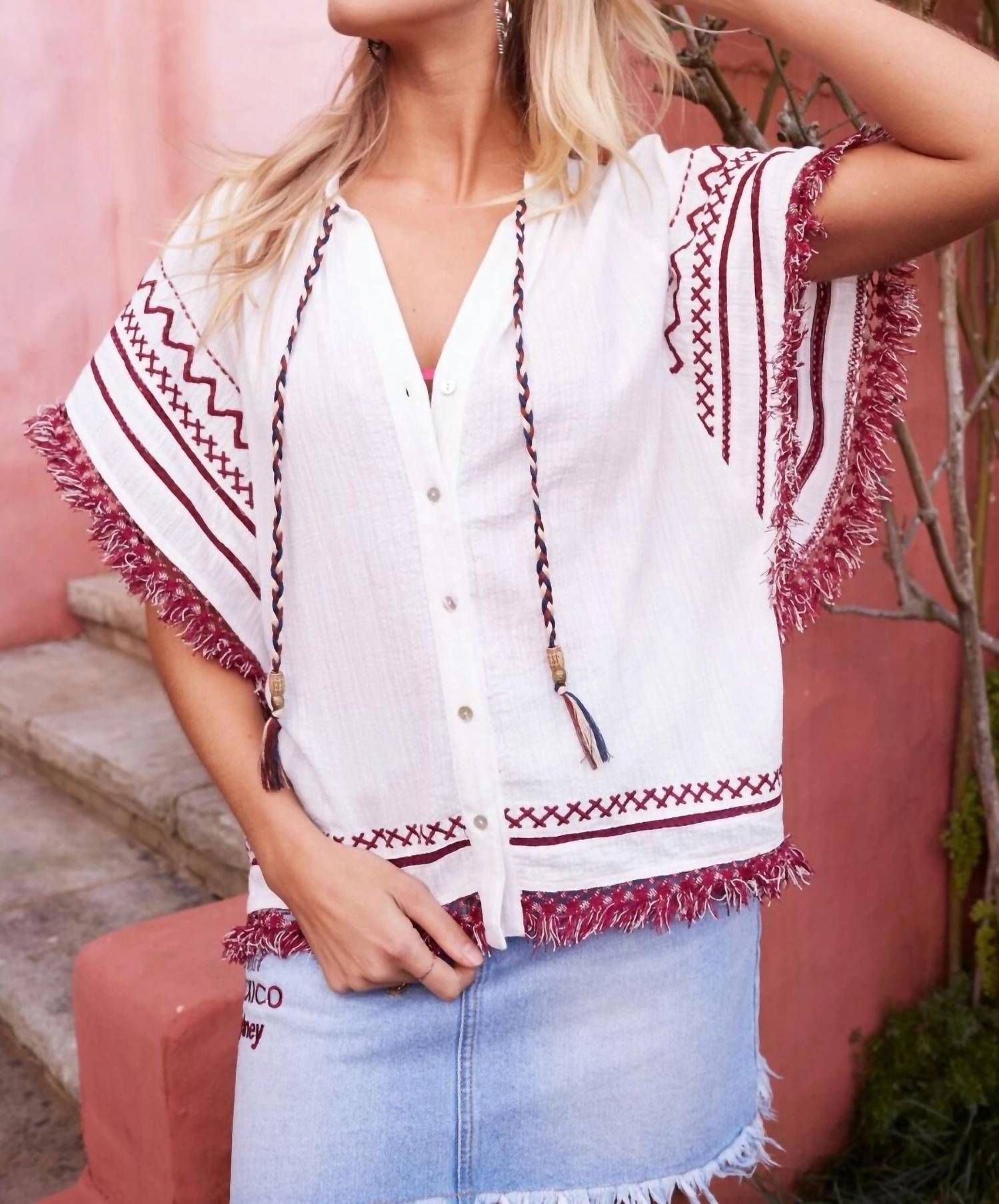 Somedays Lovin Free We Roam Top in white - women's blouse