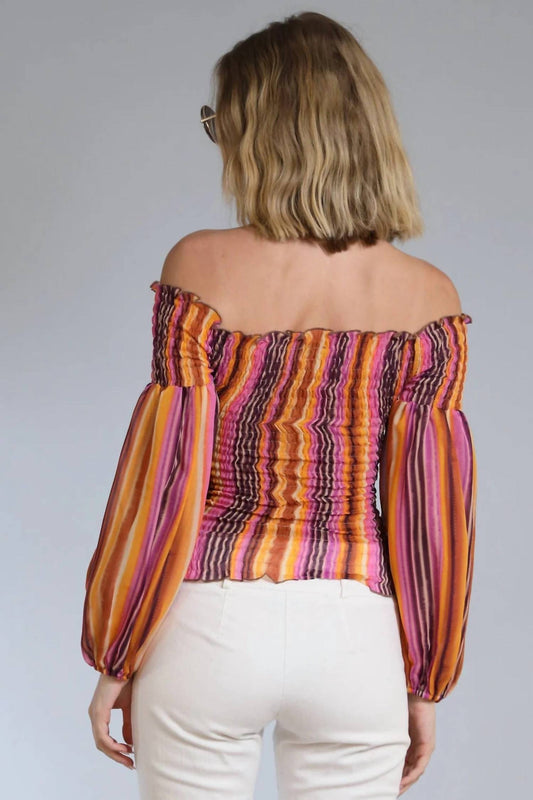 Lola & Sophie - Women's Smocked Off The Shoulder Top