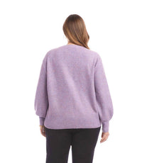 Karen Kane Sequin V-neck Sweater - Plus in lavender - women's sweater - alternate view