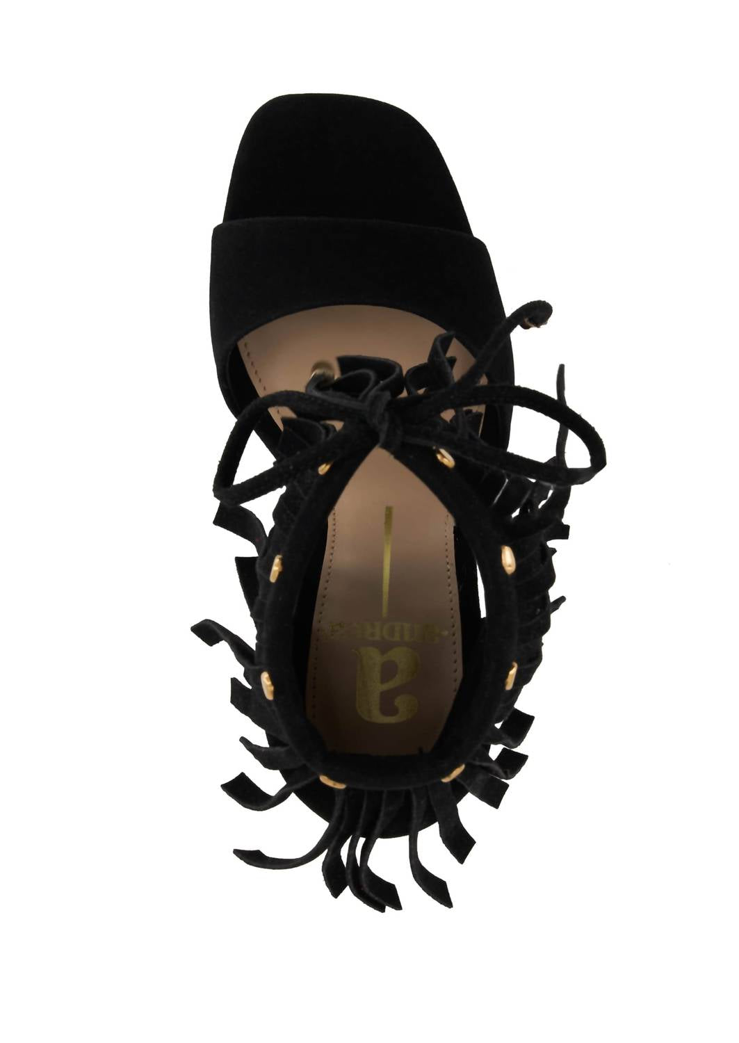 Andrea Women's Fringe And Tassel Sandal in black suede - women's sandal - alternate view