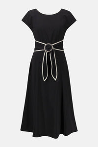 Joseph Ribkoff Stretch Woven Color Block Fit and Flare Dress in black moonstone - women's dress - view 5