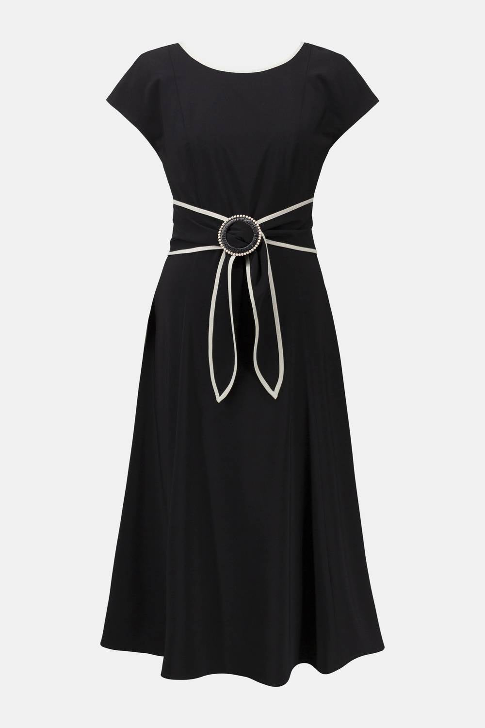Joseph Ribkoff Stretch Woven Color Block Fit and Flare Dress in black moonstone - women's dress - view 5