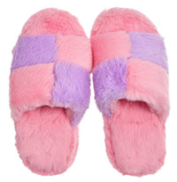 Iscream - Girls' Checkerboard Furry Slippers