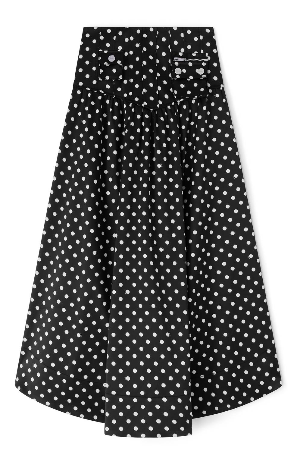 Ganni - Polka-dot Satin Corset Maxi Skirt
