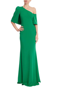 Badgley Mischka - One-shoulder Drape Trumpet Gown