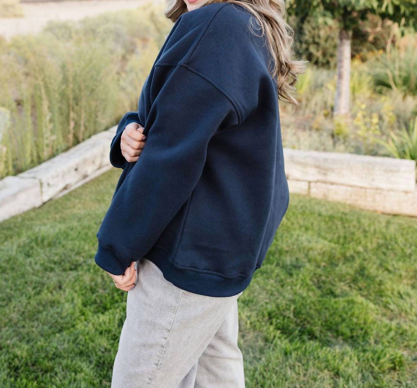 Polagram Amour Pullover Top in navy - women's long sleeve top - view 7
