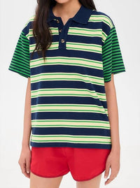 Damson Madder - Zia Rugby Mix Stripe Shirt