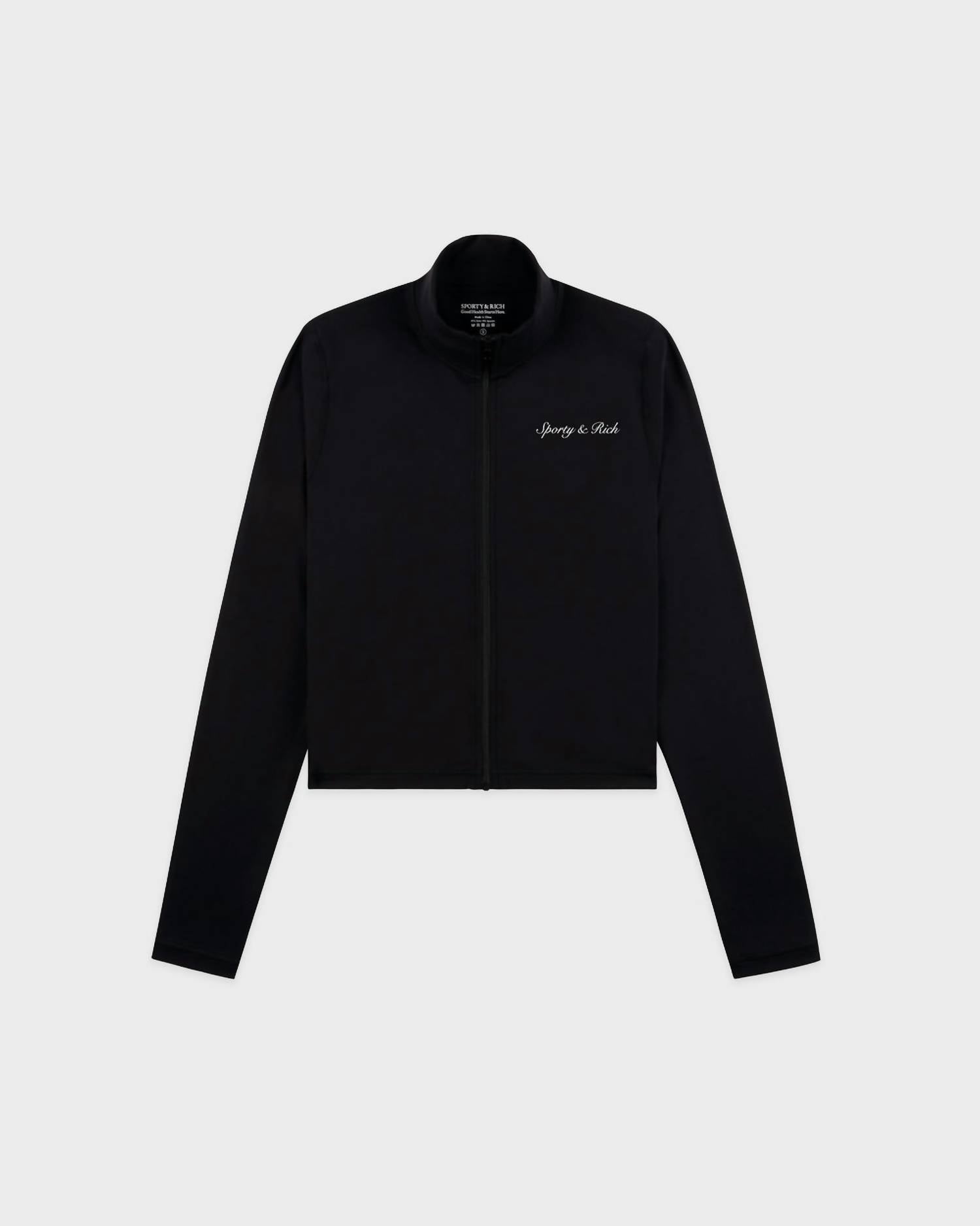 Sporty and Rich Syracuse Cropped Full-zip Sport Jacket in black - women's jacket - view 4