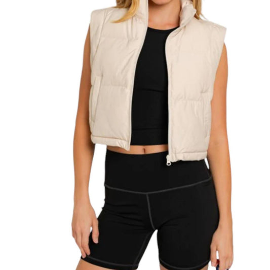 Entro - Cropped Puffer Zip Up Vest