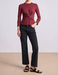 APIECE APART Twist Long Sleeve Volta Top in black cherry - women's long sleeve top - view 5