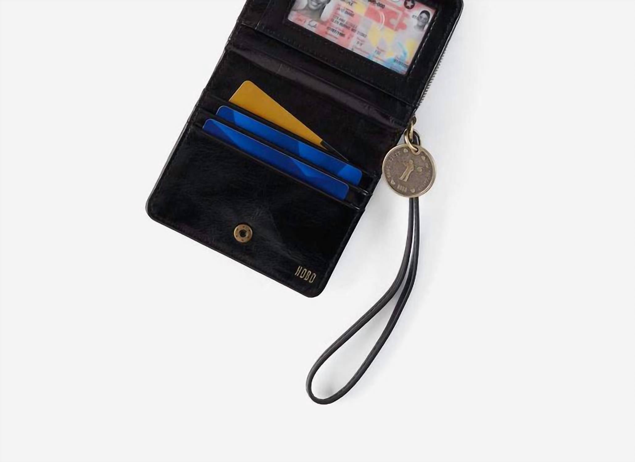 HOBO Women's Coin Purse Wristlet Wallet in black - women's bag - detail view