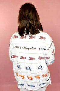 Queen Of Sparkles - Seafood Button Up Top