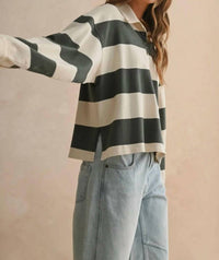 Miou Muse - Long Sleeve Wide Panel Knitted Shirt