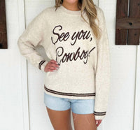 Bailey Rose Stetson Cowboy Oversized Sweater in cream - women's sweater
