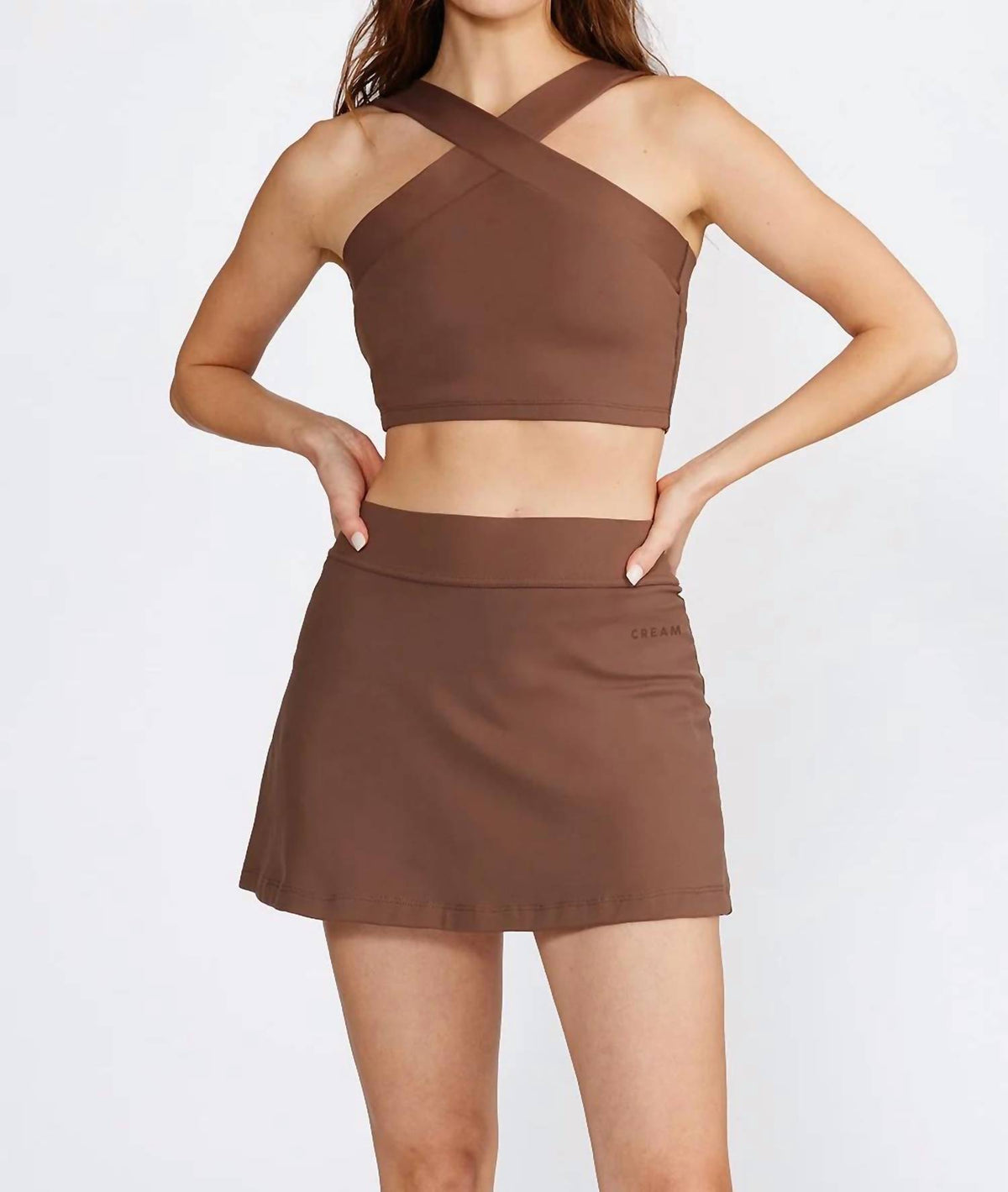 Cream Yoga - Women's Leah Cross Neck Bra Top