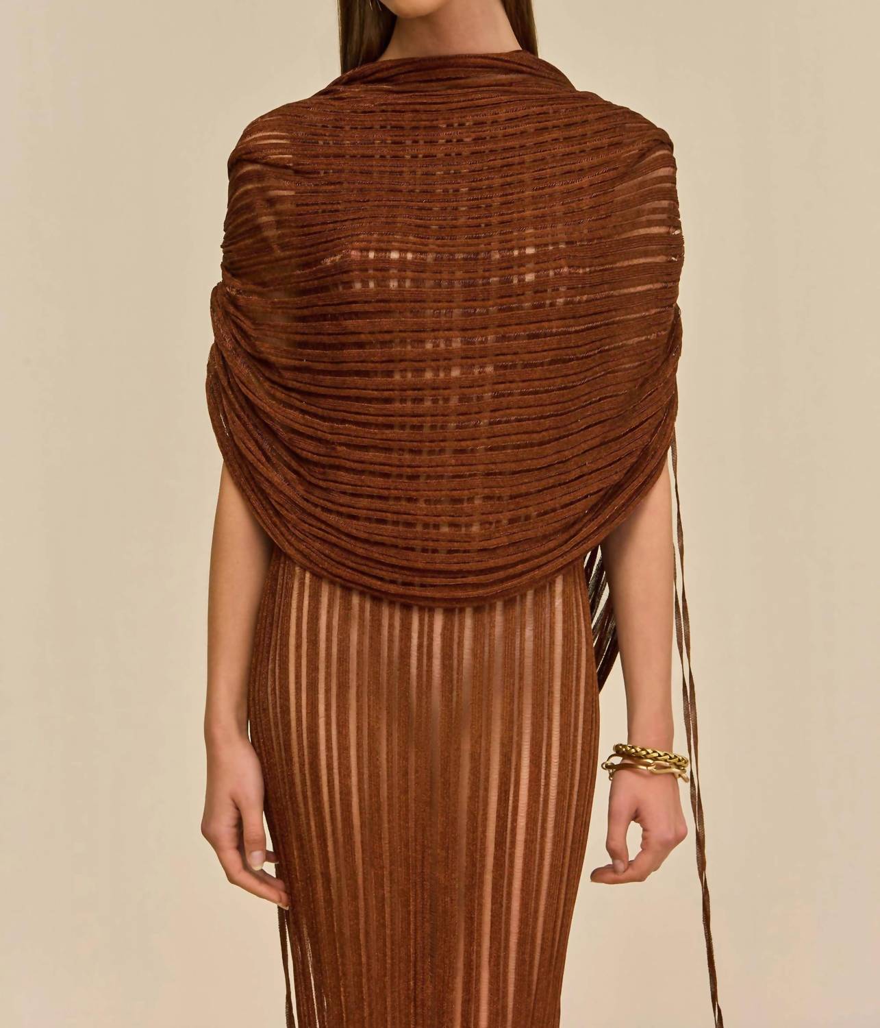 cult gaia Kaya Knit Dress in saddle - women's dress - view 4
