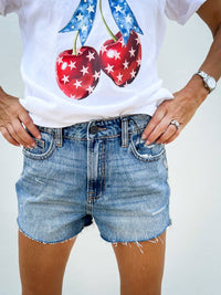 Hidden - Finn High Rise Rhinestone Denim Shorts