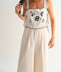 Camellia - Embroidered Jumpsuit With Unique Scalloped Edge