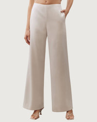 endless rose Francesca Satin Pant in ivory - women's pants